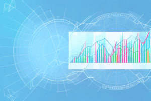 A stock market graph with a rising line