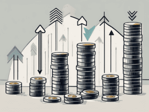 A variety of different sized stacks of coins