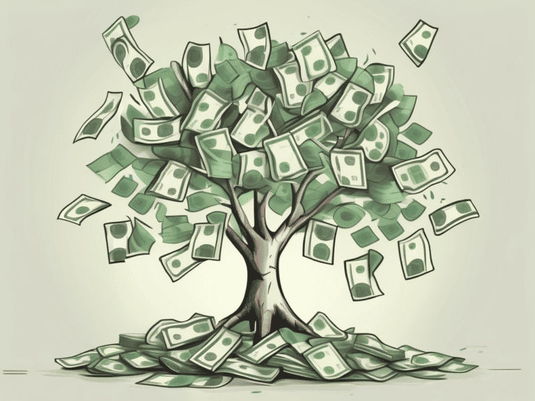 A tree with money notes as leaves