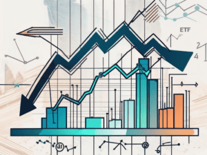 A stock market graph with various symbols representing different types of assets