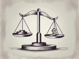 A scale balancing a dollar symbol and a risk symbol