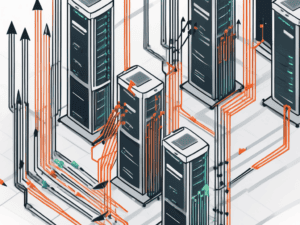 Various computer servers interconnected with arrows