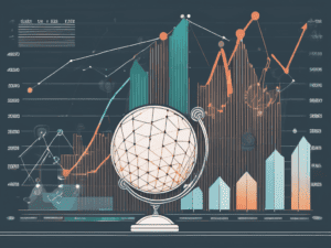 A financial chart with rising arrows