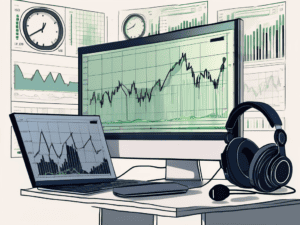 A computer with multiple stock market charts on the screen