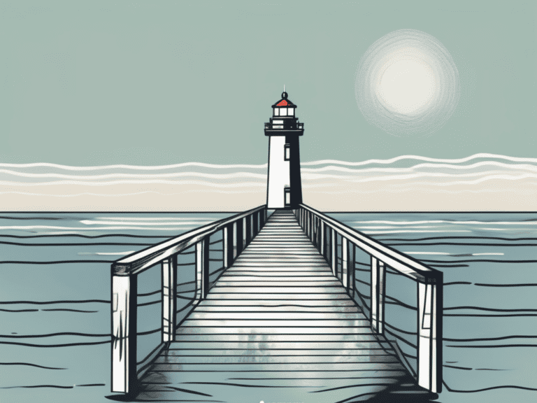 A rising tide reaching a marked line on a lighthouse or a pier