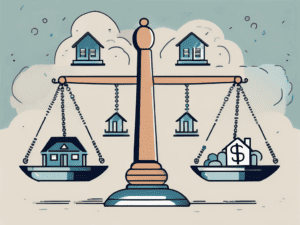 A balanced scale with different financial symbols like money