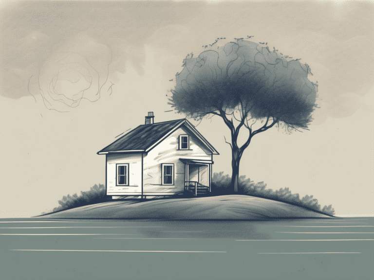 A neglected house and a lonely tree