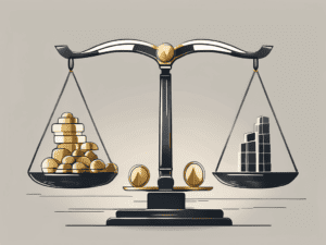 A balanced scale with different types of investment assets like gold