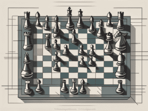 A chessboard with different chess pieces strategically placed