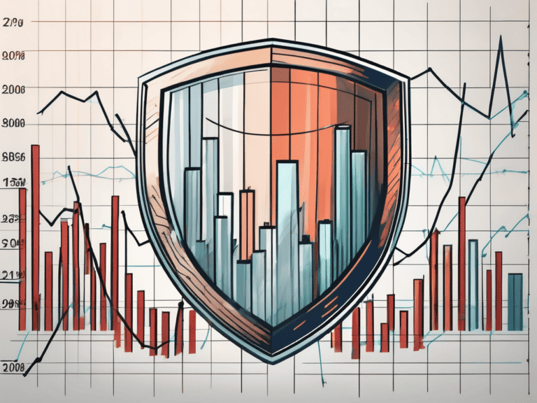 A shield protecting a group of stock market graphs