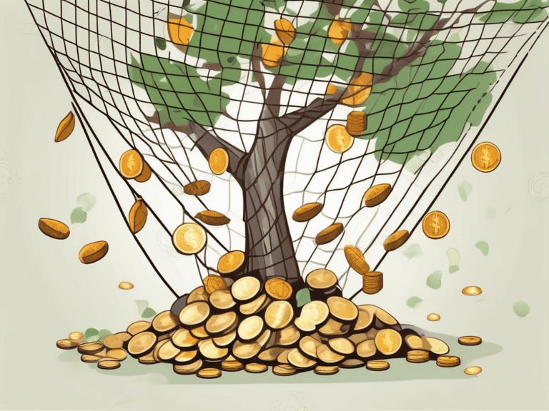 A money tree with coins and bills as fruits