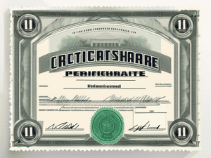 A stock certificate with a zero-value stamp to represent the concept of nil paid shares