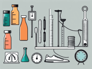 Various scientific measuring tools like a ruler