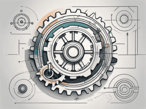 A rotating cogwheel symbolizing the continuous cycle of turnover