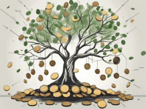 A growing tree with coins as fruit