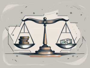 A balanced scale with goods on one side and currency on the other